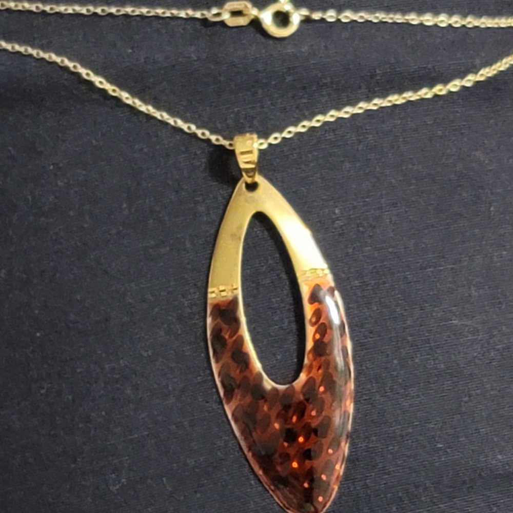 Han 925, Delicate chain with gold and enamel pendant  🇮🇹